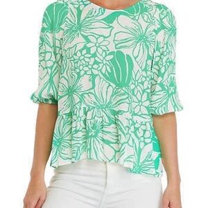 Lilly Pulitzer Aranea Spearmint Blouse 3/4 Sleeve Size XL pre-owned